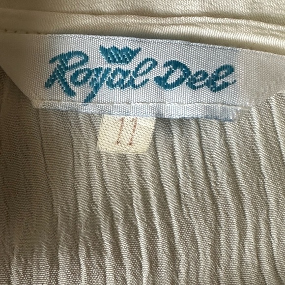 ROYAL DEL Vintage 70s White Crepe Button Down Shirt Lace Embellished Collar S - Picture 10 of 15